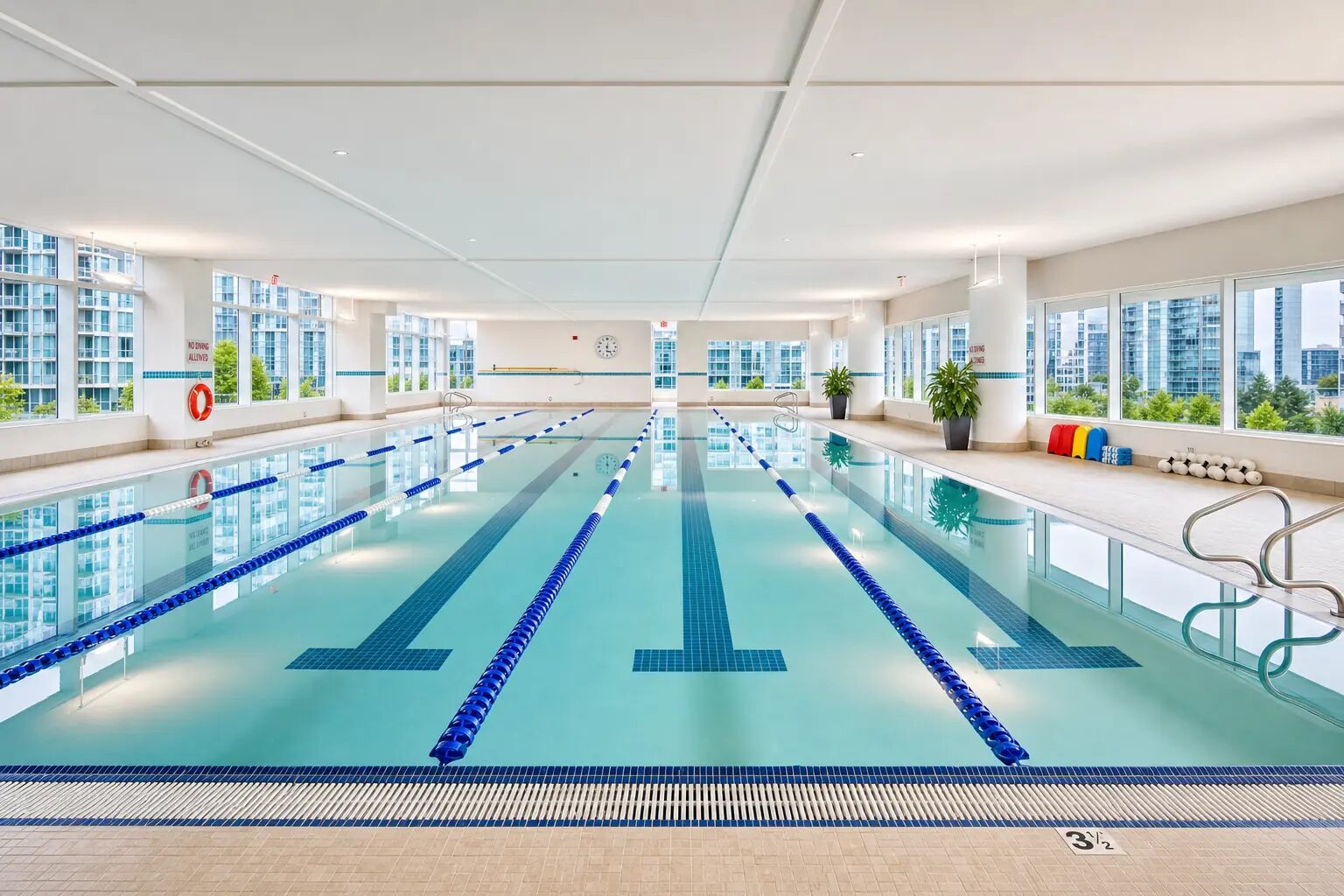 Pinnacle Hotel amenities, indoor lap pool and fitness centre